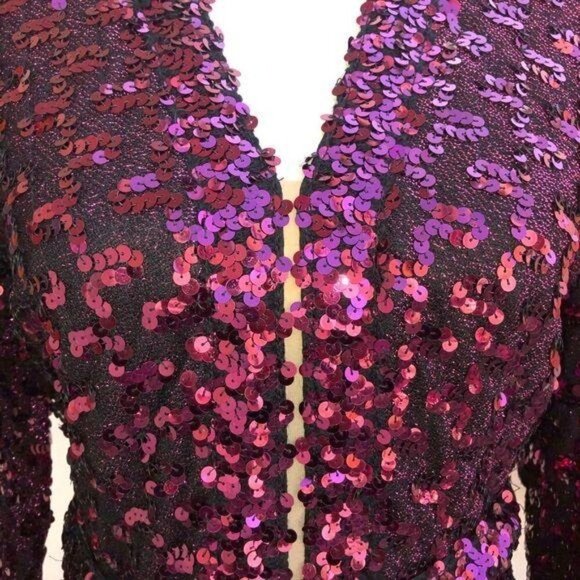 Lilli Diamond Dress Womens Vintage 70s Sequin Disco Metallic Matching Belt - Picture 12 of 14